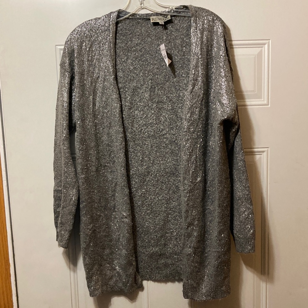 Remain  Metallic‎ Silver Cardigan S NWT
